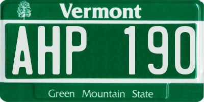 VT license plate AHP190
