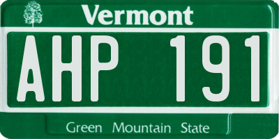 VT license plate AHP191