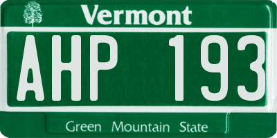 VT license plate AHP193