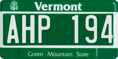 VT license plate AHP194