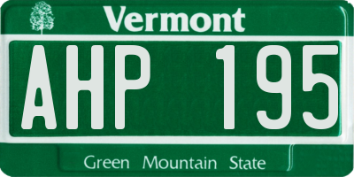 VT license plate AHP195
