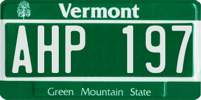 VT license plate AHP197