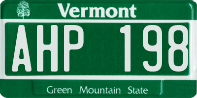 VT license plate AHP198