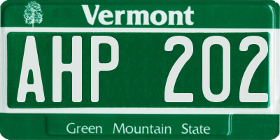 VT license plate AHP202