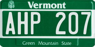 VT license plate AHP207