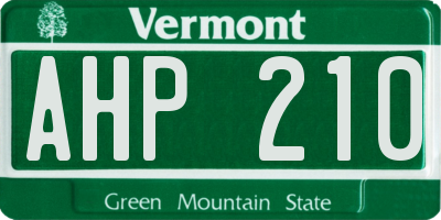 VT license plate AHP210