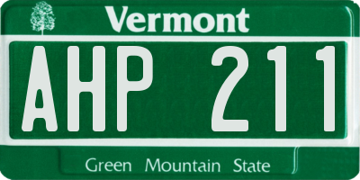 VT license plate AHP211