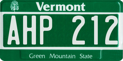 VT license plate AHP212