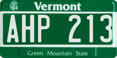 VT license plate AHP213