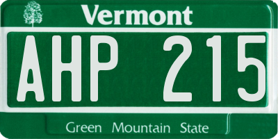 VT license plate AHP215