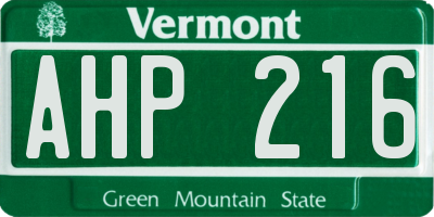 VT license plate AHP216