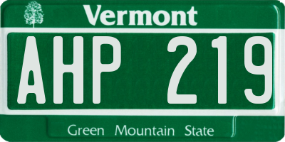 VT license plate AHP219