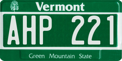 VT license plate AHP221