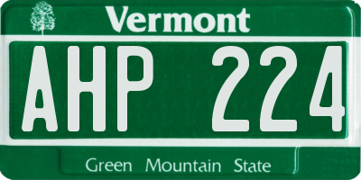 VT license plate AHP224
