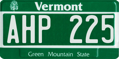 VT license plate AHP225