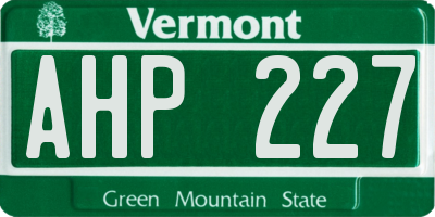 VT license plate AHP227
