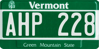 VT license plate AHP228