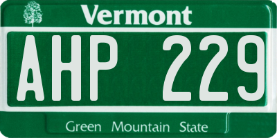 VT license plate AHP229
