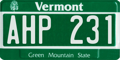 VT license plate AHP231