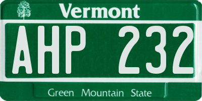 VT license plate AHP232