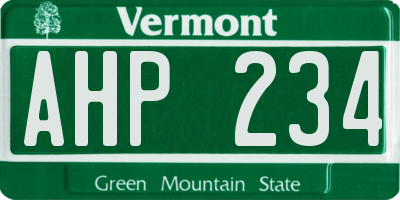 VT license plate AHP234