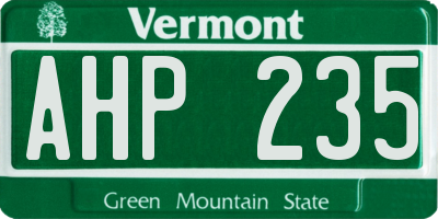 VT license plate AHP235