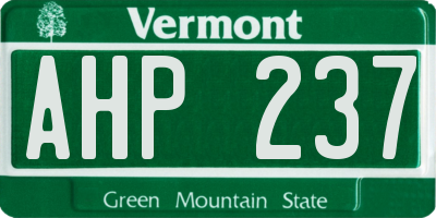 VT license plate AHP237