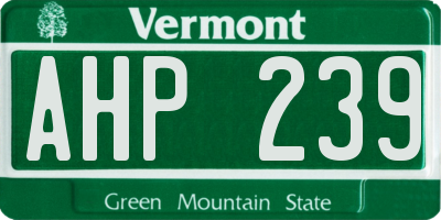 VT license plate AHP239