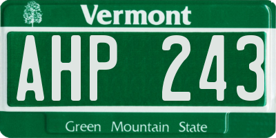 VT license plate AHP243