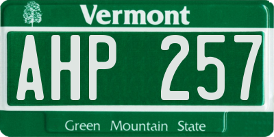 VT license plate AHP257