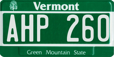 VT license plate AHP260