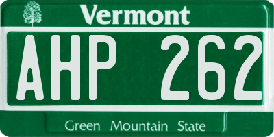 VT license plate AHP262