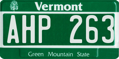 VT license plate AHP263