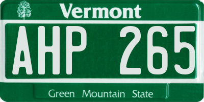 VT license plate AHP265