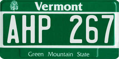 VT license plate AHP267