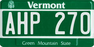 VT license plate AHP270