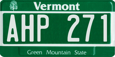 VT license plate AHP271