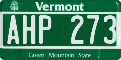 VT license plate AHP273