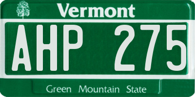 VT license plate AHP275