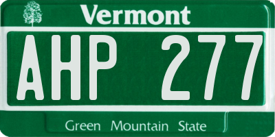 VT license plate AHP277