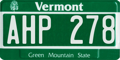 VT license plate AHP278