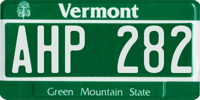 VT license plate AHP282