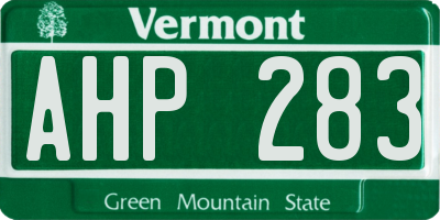 VT license plate AHP283