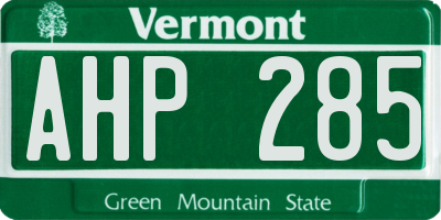 VT license plate AHP285