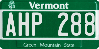 VT license plate AHP288