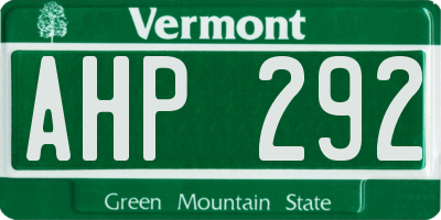 VT license plate AHP292