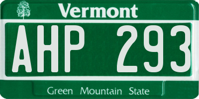 VT license plate AHP293