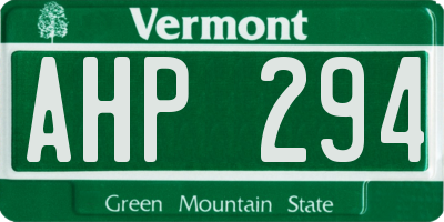 VT license plate AHP294
