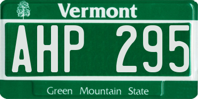 VT license plate AHP295