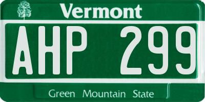 VT license plate AHP299